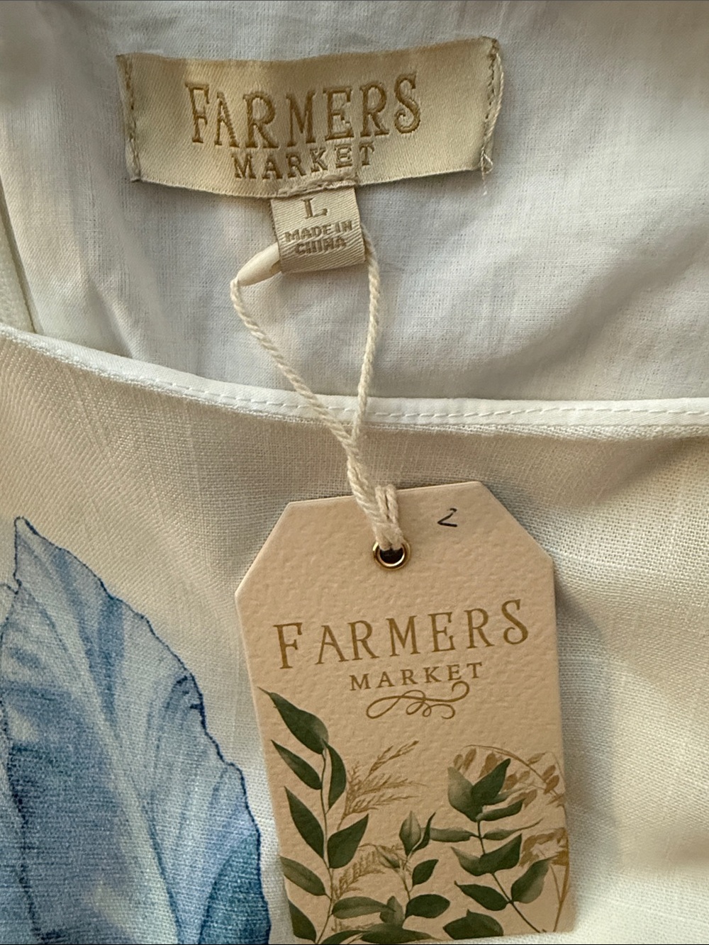 Farmers Market Floral Linen Blend Shift Dress White Size Large NWT - Picture 3 of 17